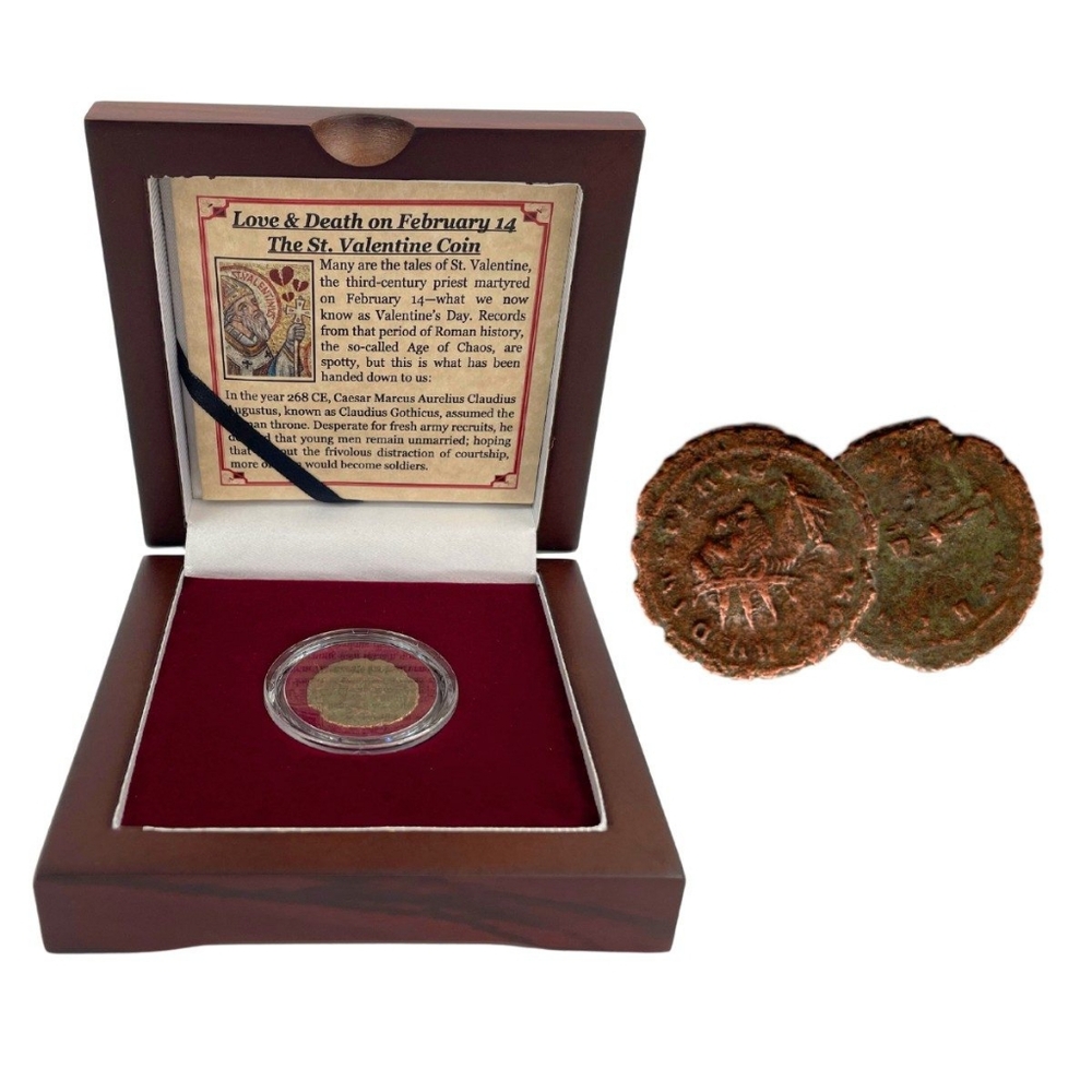 Father of Valentine’s Day Box: Bronze Coin of Roman Emperor Claudius II Gothicus
